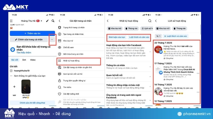 Kiểm tra mục “Video đã xem” 