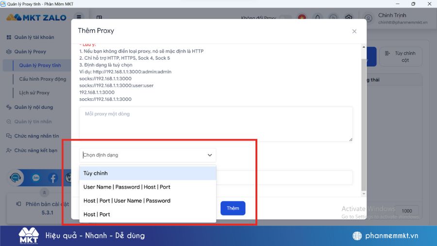 nuôi nick Zalo bằng proxy 