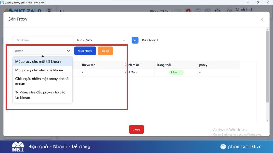 nuôi nick Zalo bằng proxy 