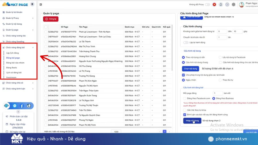 Phần mềm MKT Page
