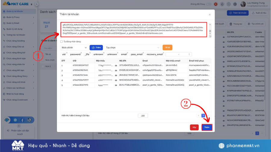 Phần mềm quản lý tài khoản Facebook