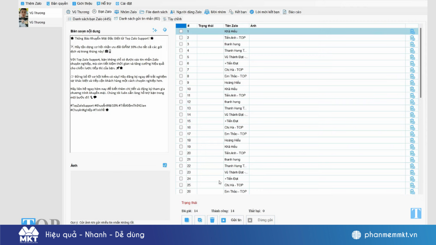 Phần mềm spam Zalo miễn phí tốt cho người mới
