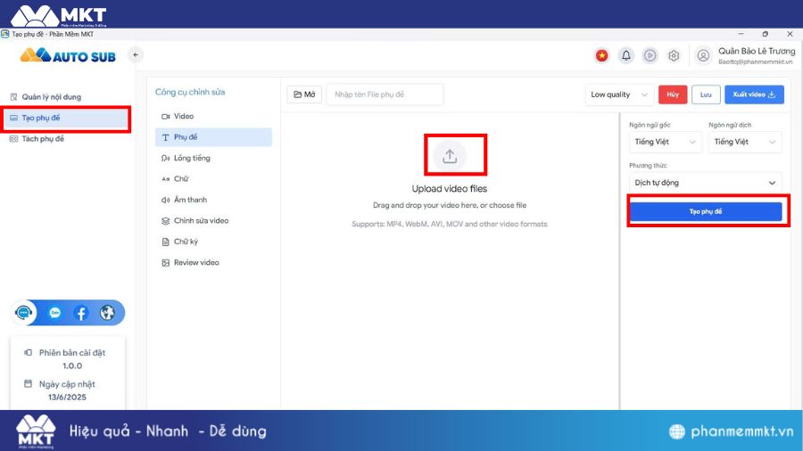 Phần mềm tạo sub cho video tự động hàng loạt