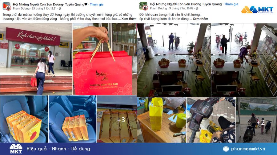 Bài đăng về yến sào Yến Na Group được phủ sóng trên nhiều group Facebook tự động