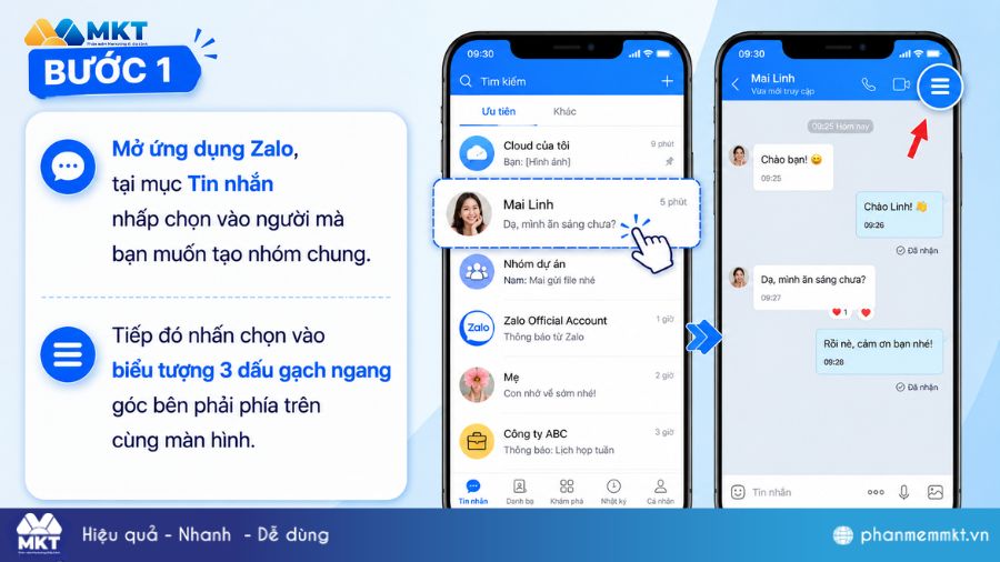 Hướng dẫn cách tạo nhóm Zalo không cần kết bạn cực đơn giản 2 Tạo nhóm bằng cách chọn 1 tài khoản cá nhân