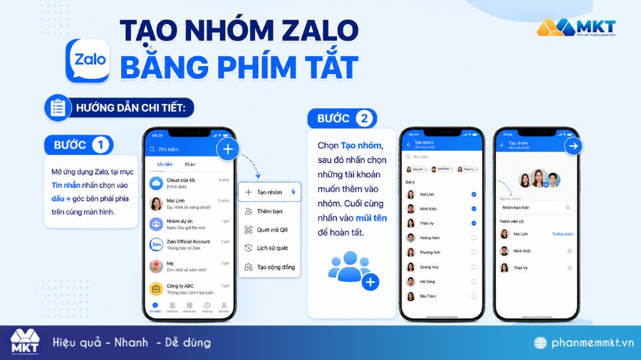 Hướng dẫn cách tạo nhóm Zalo không cần kết bạn cực đơn giản 4 Tạo nhóm Zalo bằng phím tắt