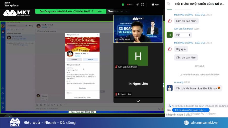 Chuyên gia Trần Hoài Nam trực tiếp “khám” profile Zalo cho khách tham dự