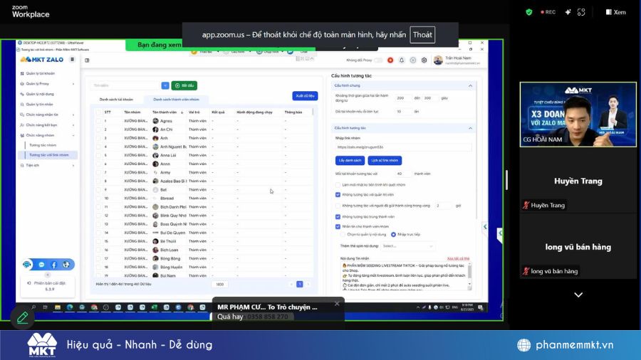 Phần mềm MKT Zalo được demo trực tiếp trong sự kiện