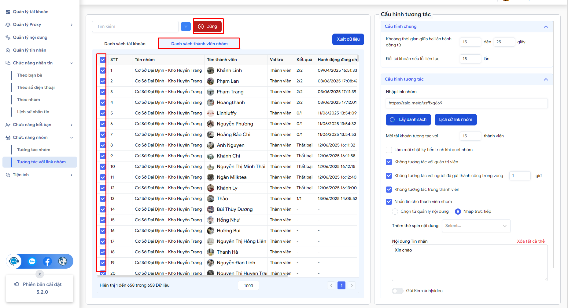 Phần mềm MKT Zalo - Phần mềm Zalo Marketing tự động 4 Chức năng tương tác với link nhóm của MKT Zalo