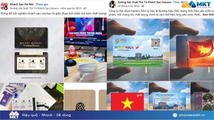 MKT Care  tự động đăng bài phủ thương hiệu Thẻ nhựa Hanaco trên Facebook