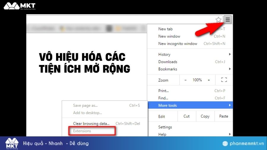 Vô hiệu hóa các tiện ích mở rộng