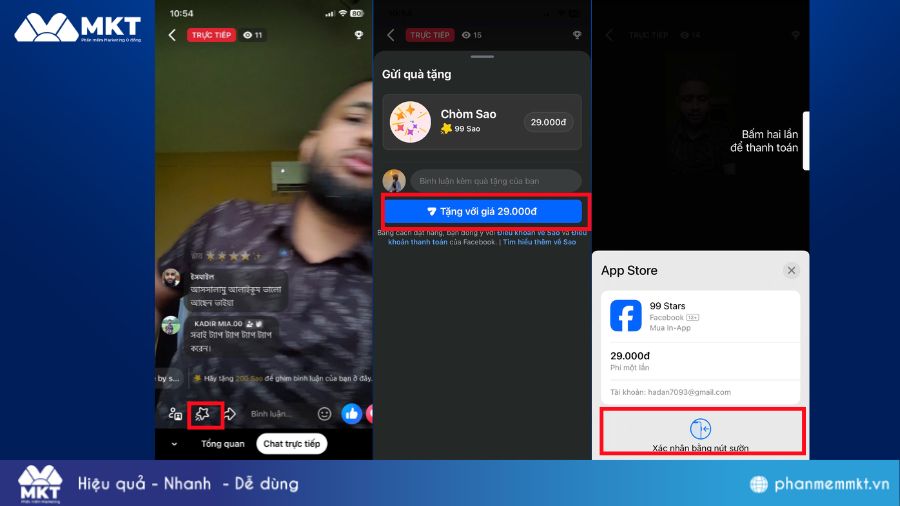 Hướng dẫn cách nạp sao trên Facebook bằng iOS