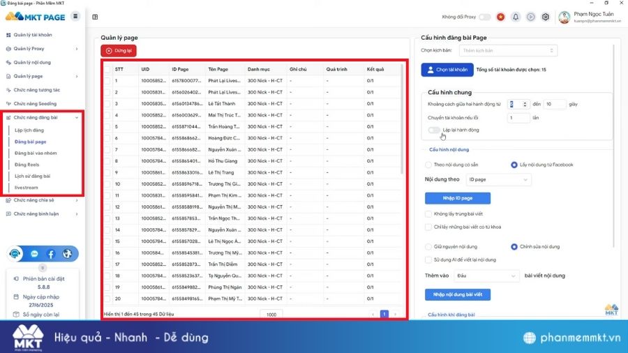 Phần mềm đăng bài lên Fanpage hàng loạt tự động