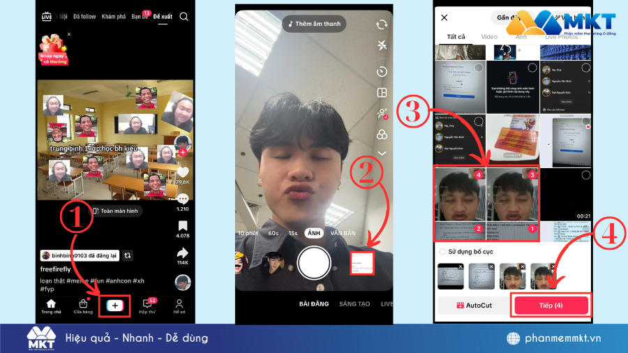 Cách đăng nhiều ảnh lên TikTok có nhạc 