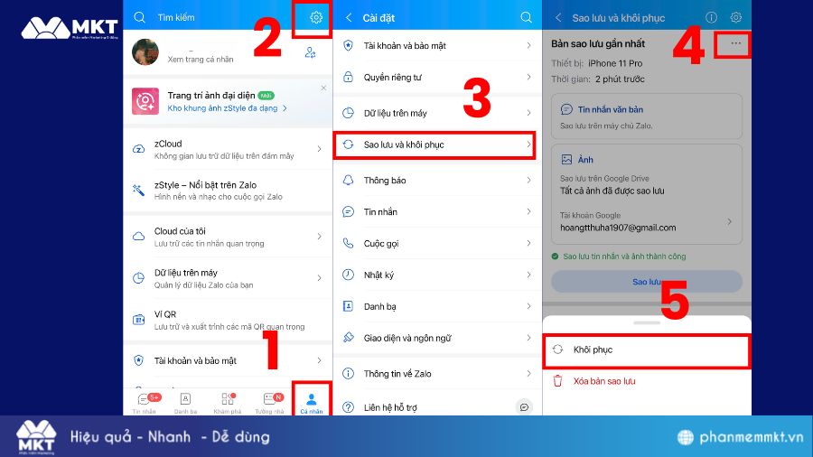 Cách khôi phục tin nhắn đã xóa trên Zalo bằng điện thoại Iphone 