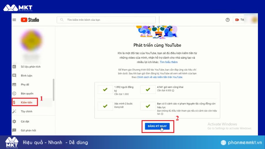 Hướng dẫn cách bật kiếm tiền trên YouTube