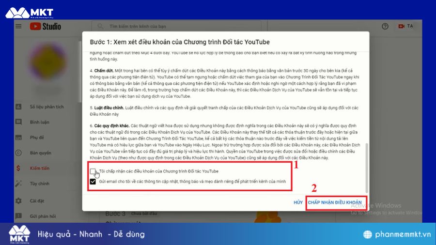 Cách bật kiếm tiền trên YouTube