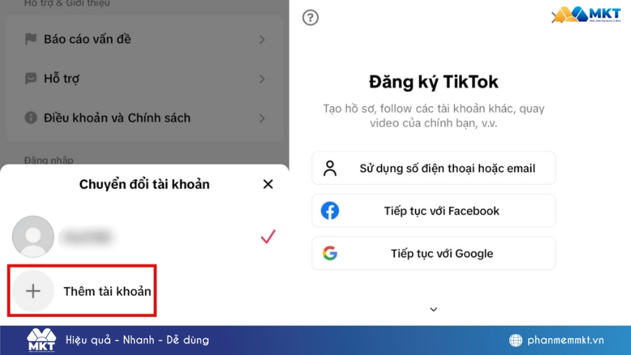 Chọn Thêm tài khoản