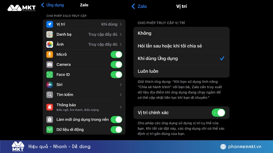 Bật định vị GPS