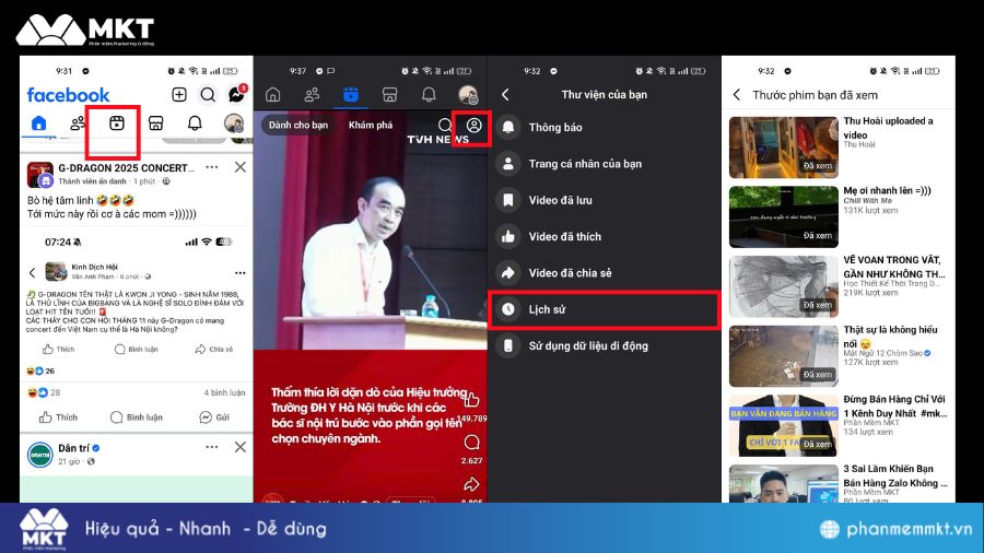 Cách xem lại video đã xem trên Facebook trên android