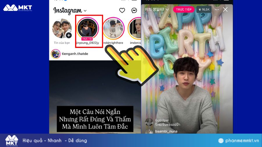 Cách xem live trên Instagram bằng điện thoại