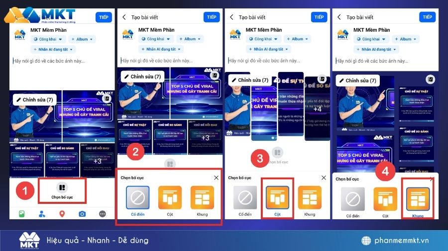 sắp xếp thứ tự ảnh trên Facebook bằng điện thoại