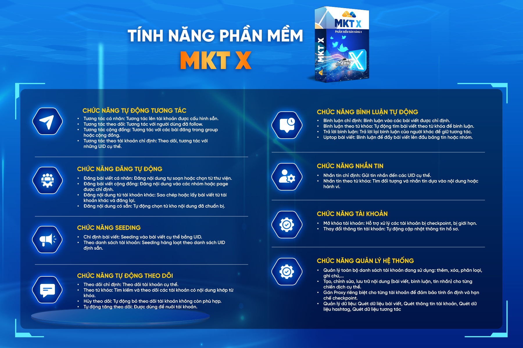 Tính năng phần mềm MKT X