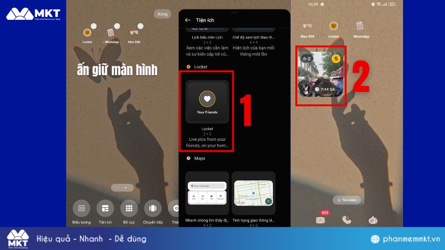 Cách đưa locket Widget ra màn hình chính Android 