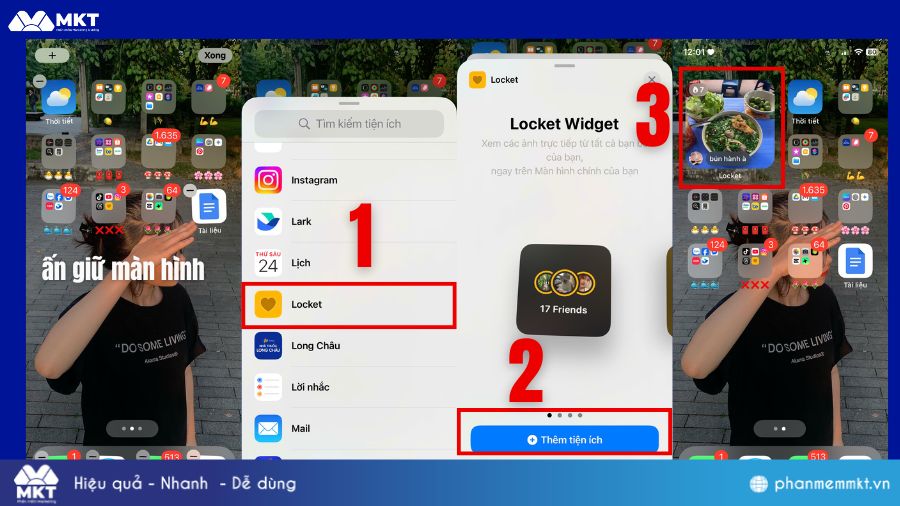 Cách đưa locket Widget ra màn hình chính IOS 
