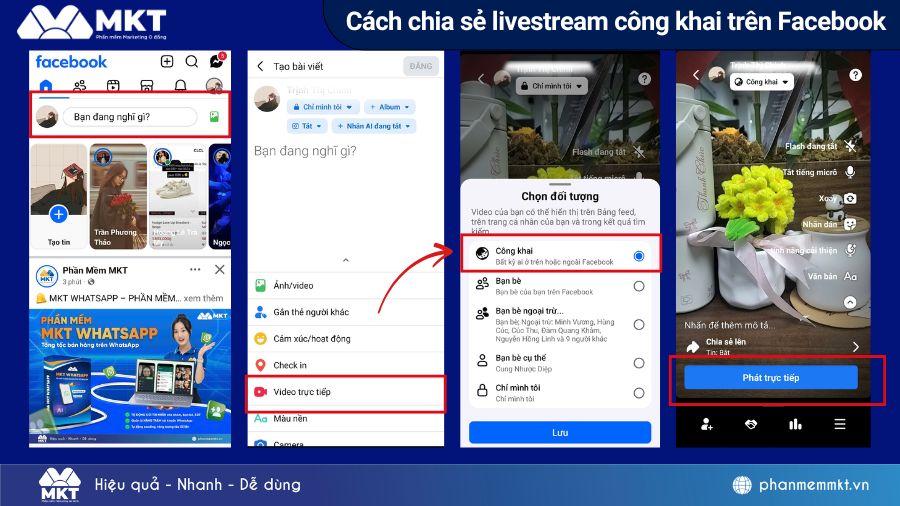 Cách chia sẻ livestream công khai trên Facebook bằng điện thoại