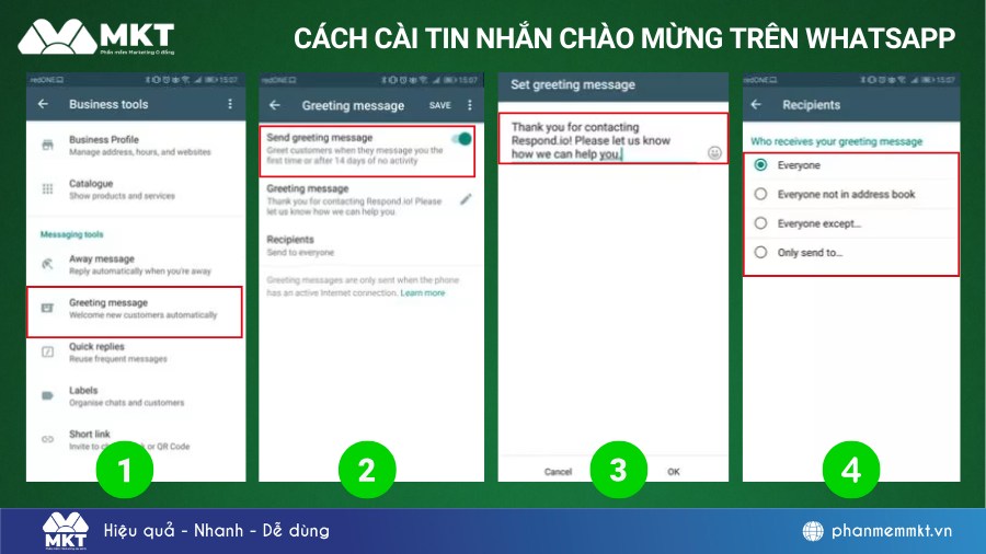 Gửi tin nhắn chào mừng tự động trên WhatsApp