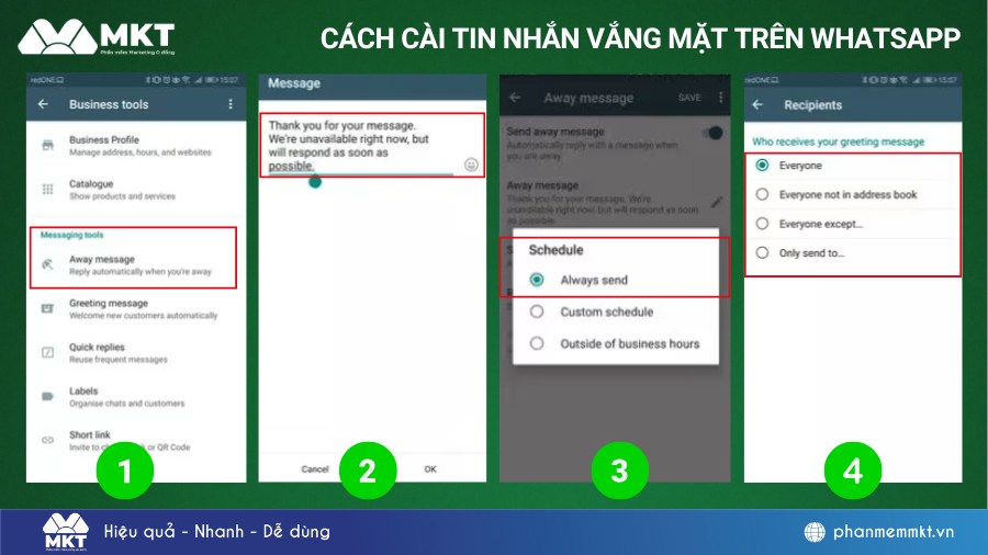 Cách cài tin nhắn tự động trên WhatsApp