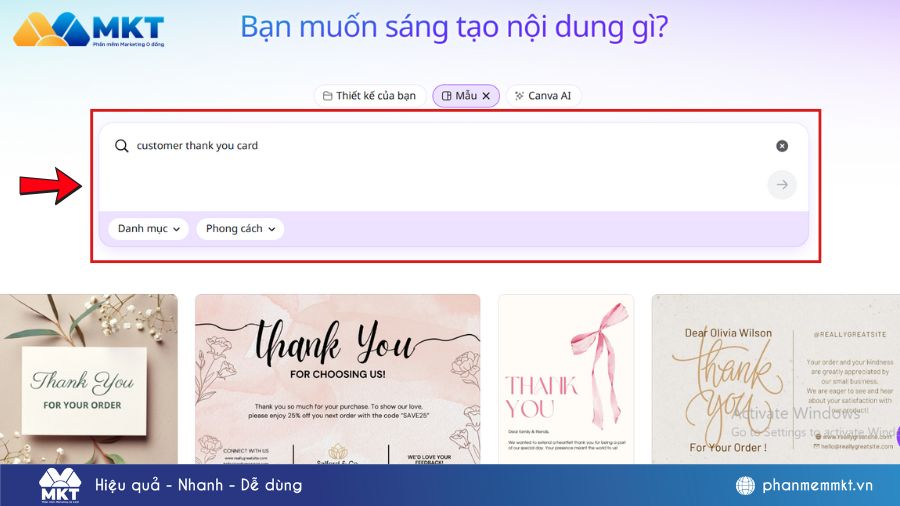 Tìm mẫu thiết kế thiệp cảm ơn khách hàng