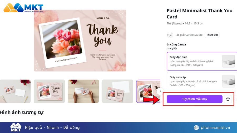 Tùy chỉnh thiết kế thiệp
