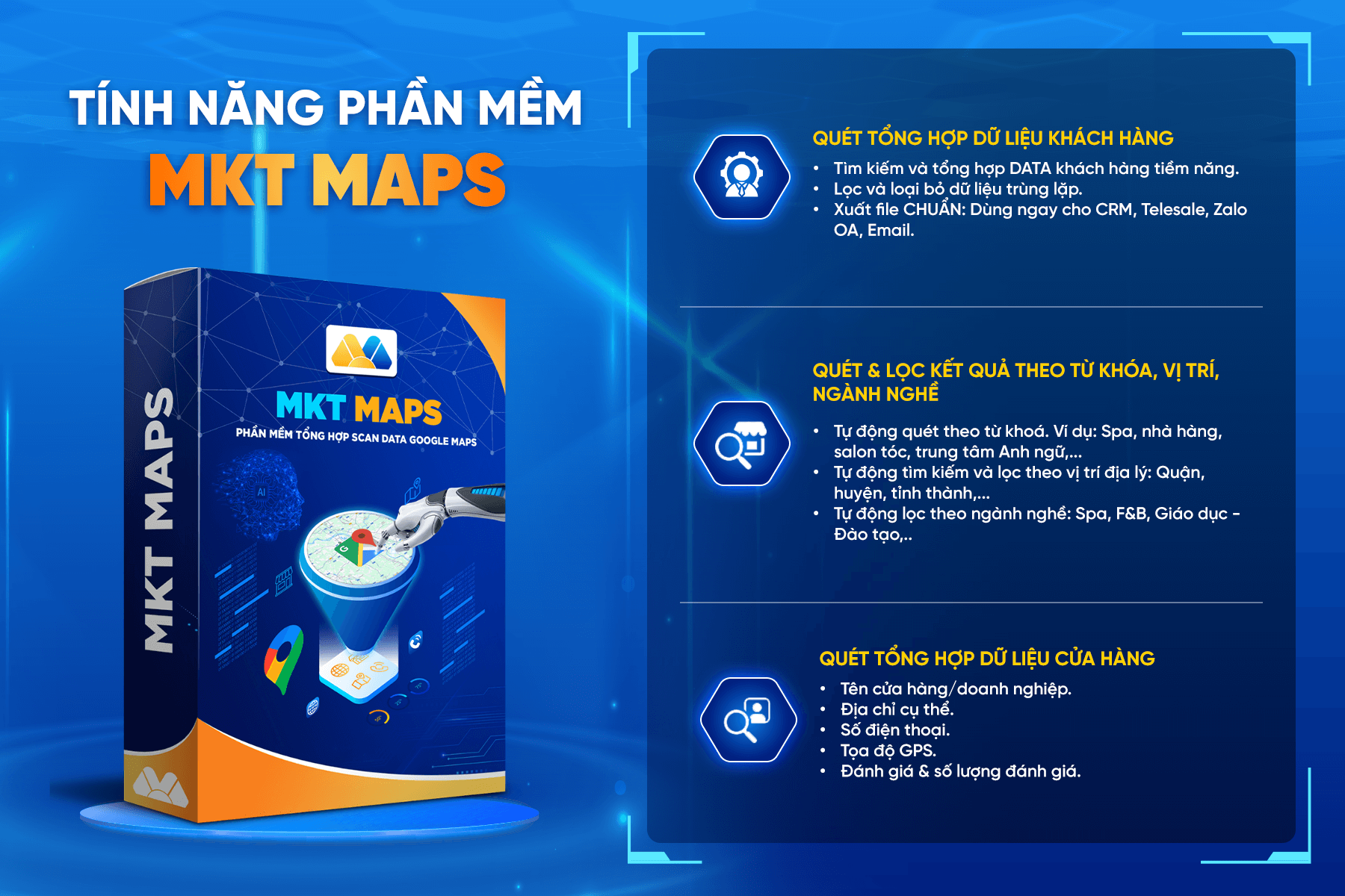Bảng tính năng phần mềm MKT Maps