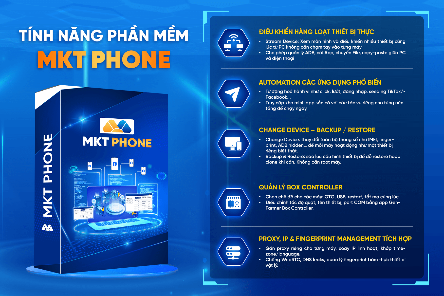 Tính năng MKT Phone Bảng tính năng MKT Phone