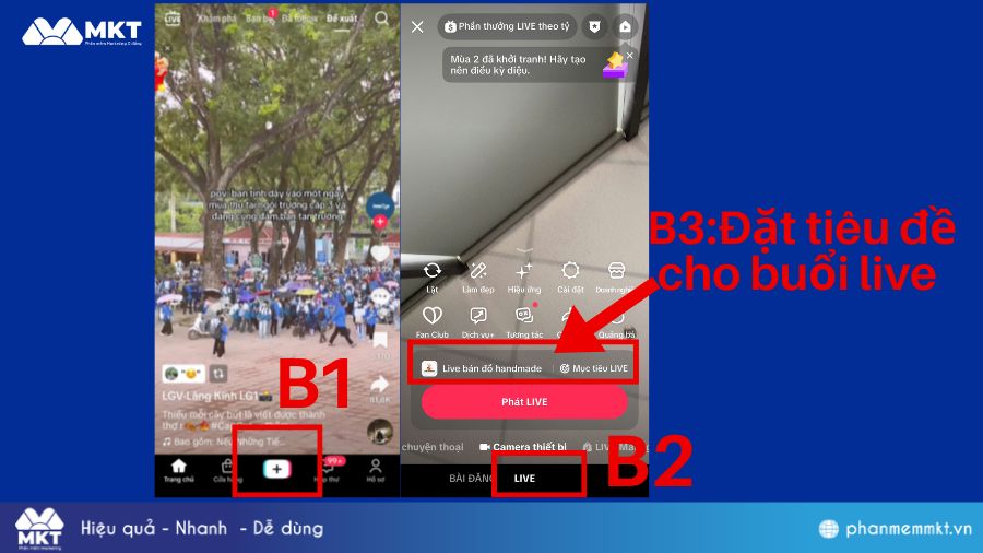 Cách gắn giỏ hàng trên TikTok khi livestream: Vào giao diện Live