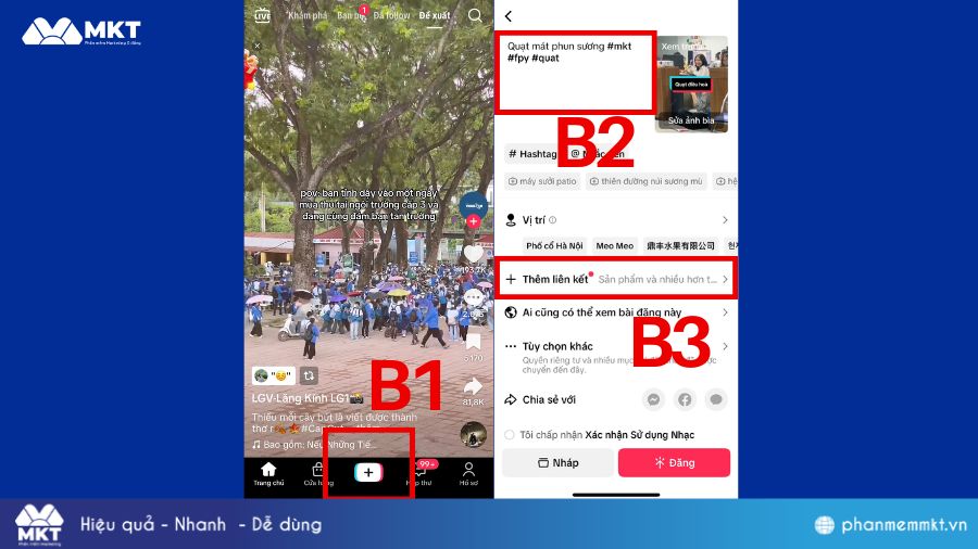 Cách gắn giở hàng trên video TikTok