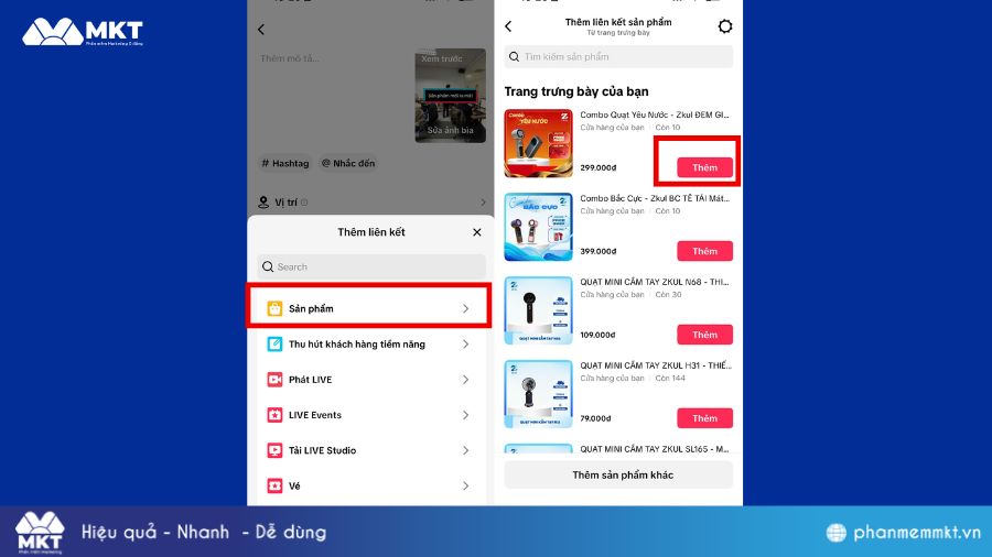 Cách thêm sản phẩm vào video TikTok 