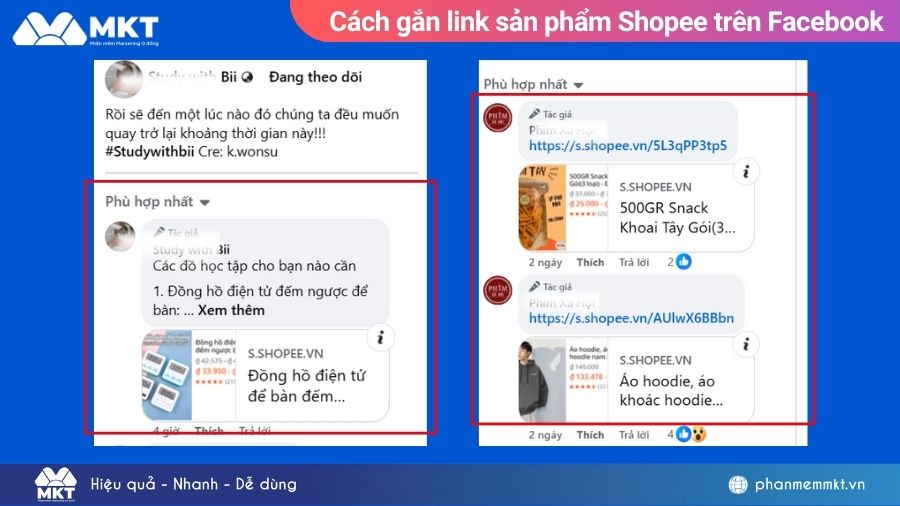 Gắn link sản phẩm Shopee trên Facebook ở bình luận