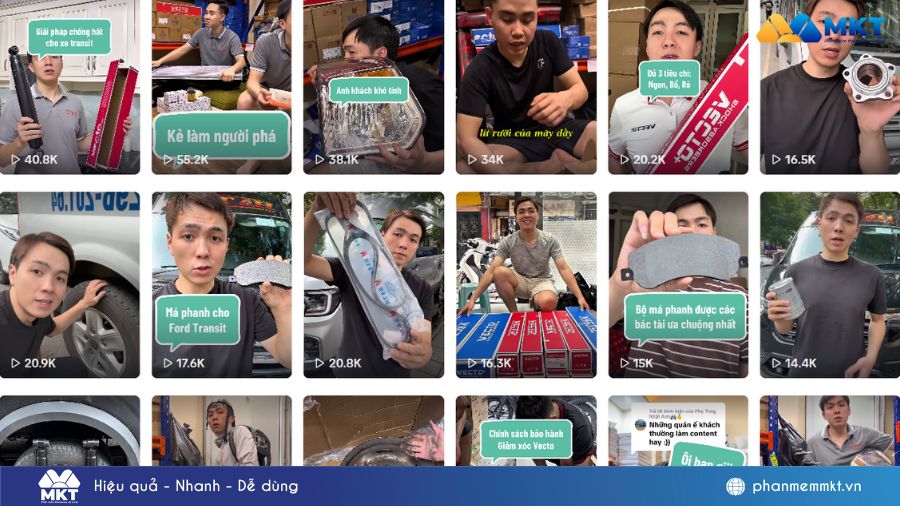 Anh Duy Khánh dùng MKT TikPro để seeding cho kênh Đình Mạnh Phụ Tùng