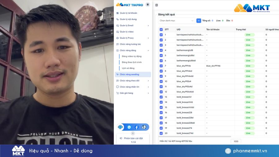 Anh Khánh bày tỏ sự hài lòng về hiệu quả phần mềm MKT TikPro