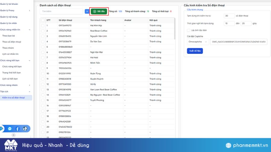 Lấy danh sách số điện thoại Zalo 