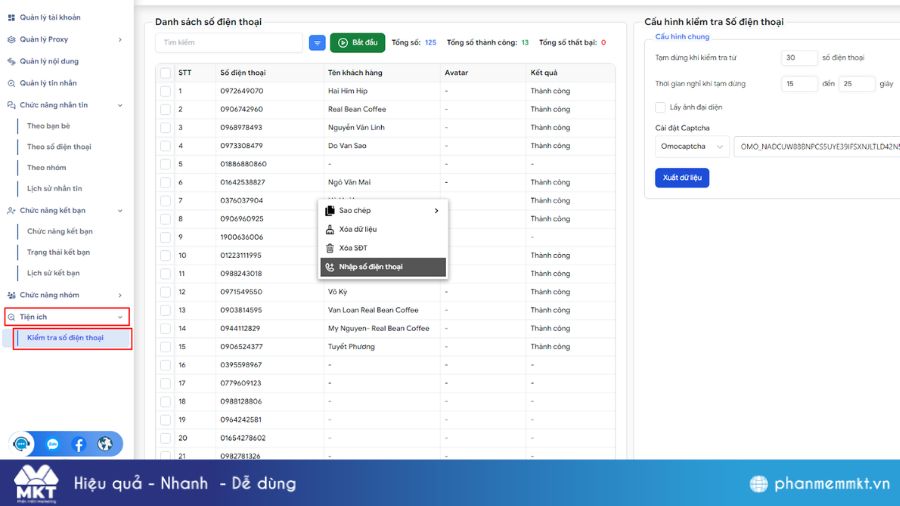 Cách lọc số điện thoại Zalo bằng MKT Zalo 