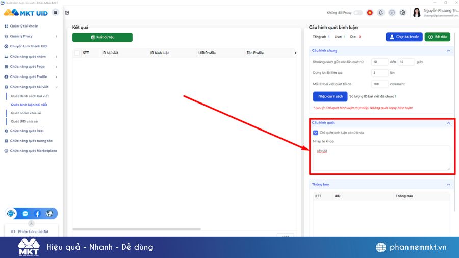 phần mềm tìm kiếm khách hàng trên Facebook Phần mềm tìm kiếm khách hàng trên Facebook - MKT UID