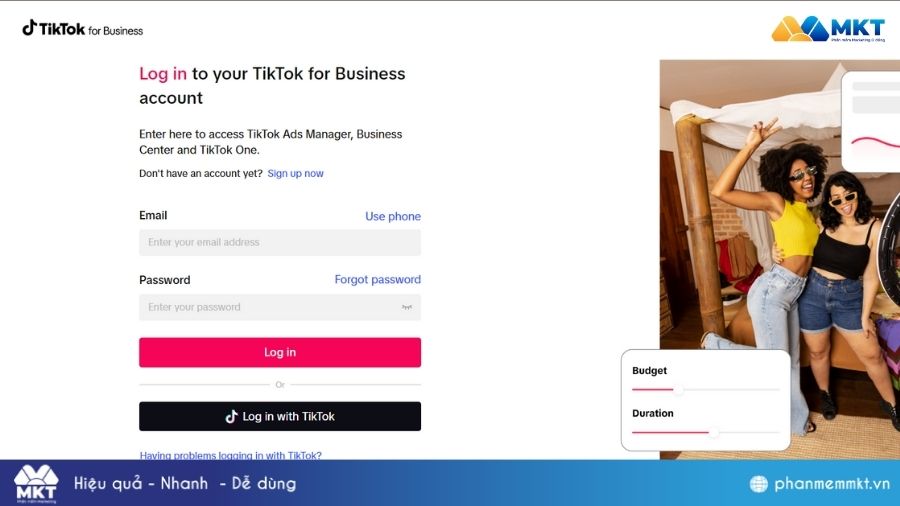 Truy cập TikTok Business Center