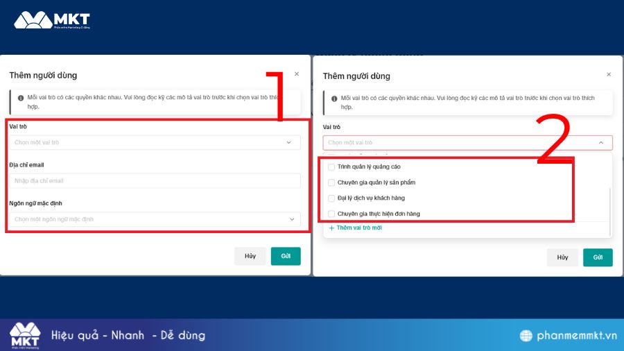 Chọn vai trò phù hợp