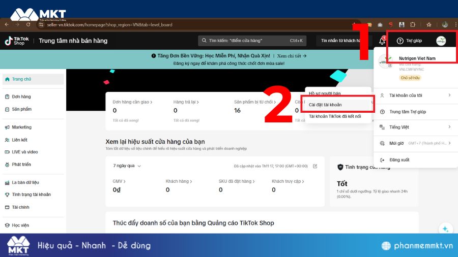Truy cập mục Tài khoản của tôi