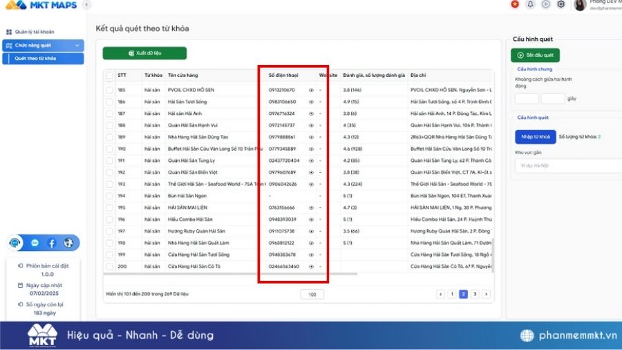 Tool quét số điện thoại Zalo trên Google Map