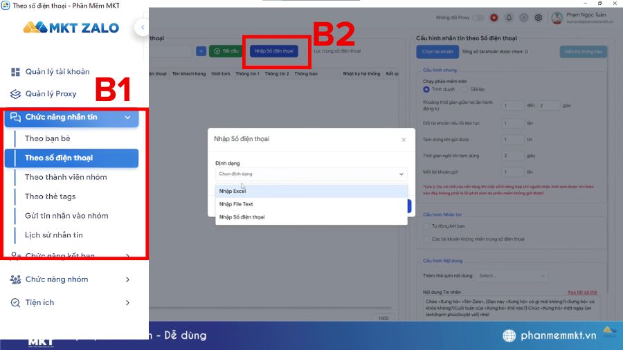 Cách spam Zalo không bị chặn khi gửi tin nhắn hàng loạt 2 Đăng nhập vào Phần mềm MKT Zalo